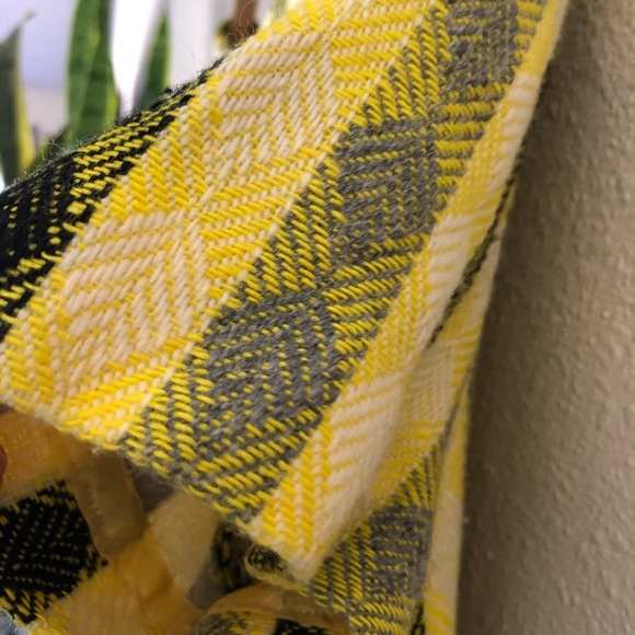 Vintage yellow striped shift dress poly wool mini - Picture 4 of 7